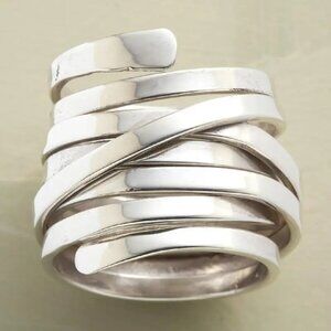 New Fashion Wide Ring 925 Silver Plated size 11